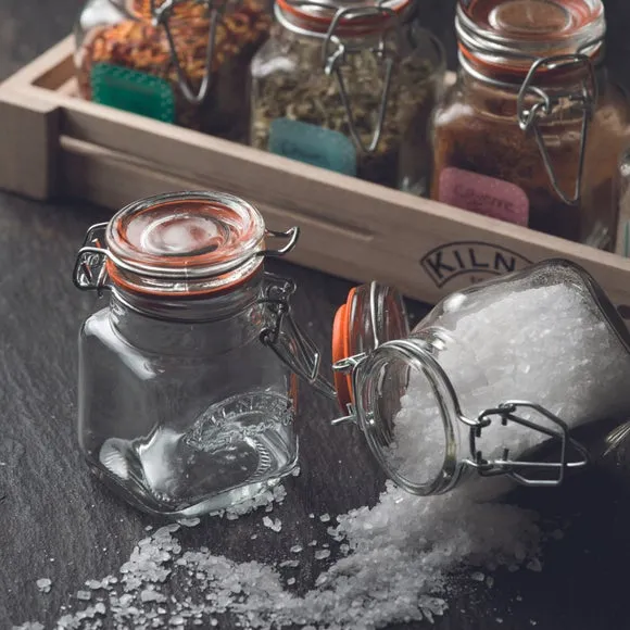 Square Spice Jar with Clip Top - Clear, Glass