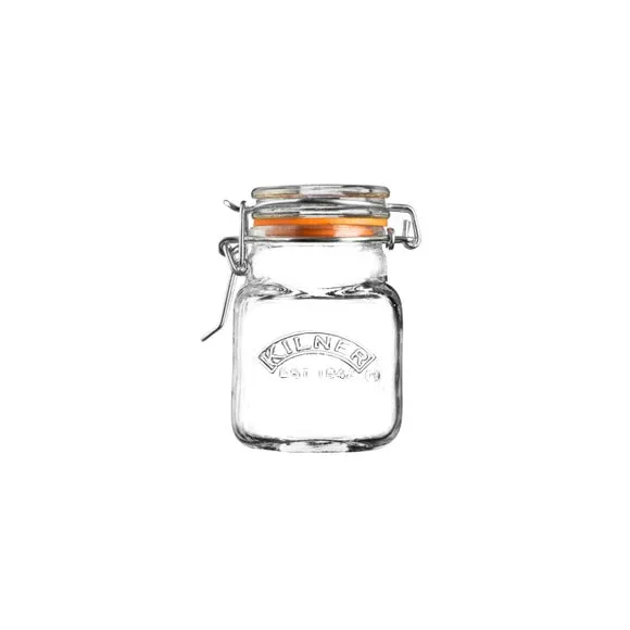 Square Spice Jar with Clip Top - Clear, Glass