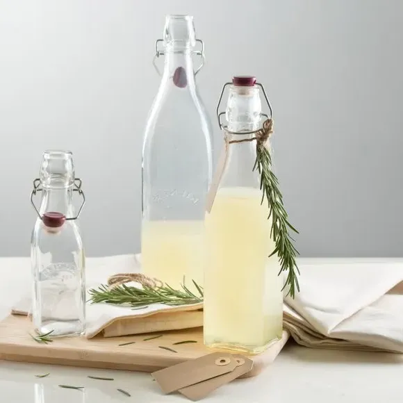 Square Storage Bottle with Clip Top - Clear Glass image