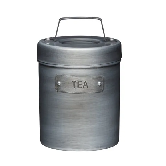 3-Piece Canister Set with Lids - Grey, Metal