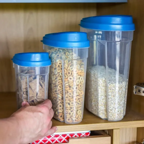 3-Piece Food Storage Set with Lids - Blue, Plastic