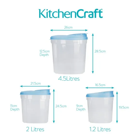 3-Piece Food Storage Set with Lids - Blue, Plastic