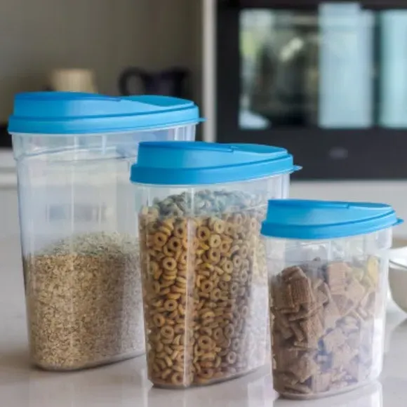 3-Piece Food Storage Set with Lids - Blue, Plastic image