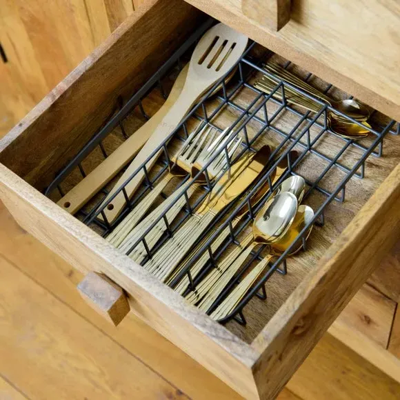 Compact Wire Cutlery Tray - Grey, Iron