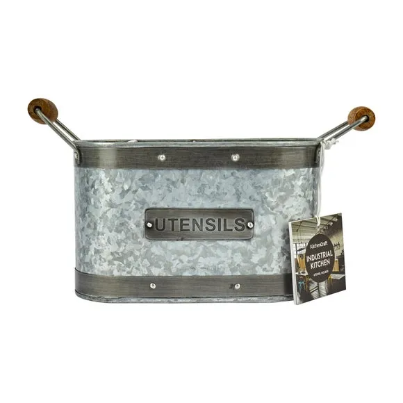 Large Utensil Holder with Compartments - Grey