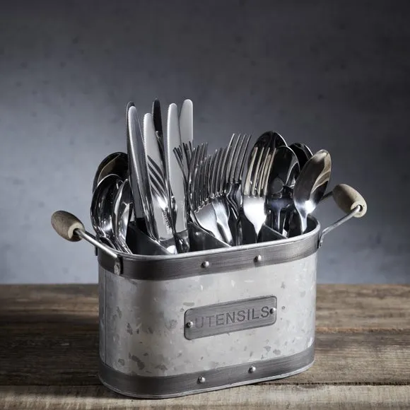 Large Utensil Holder with Compartments - Grey image