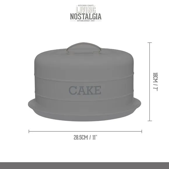 Round Cake Storage Tin with Handle - Sage, Metal