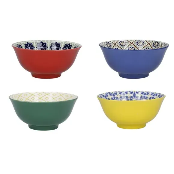 Set of 4 Ceramic Serving Bowls - Blue, Stoneware