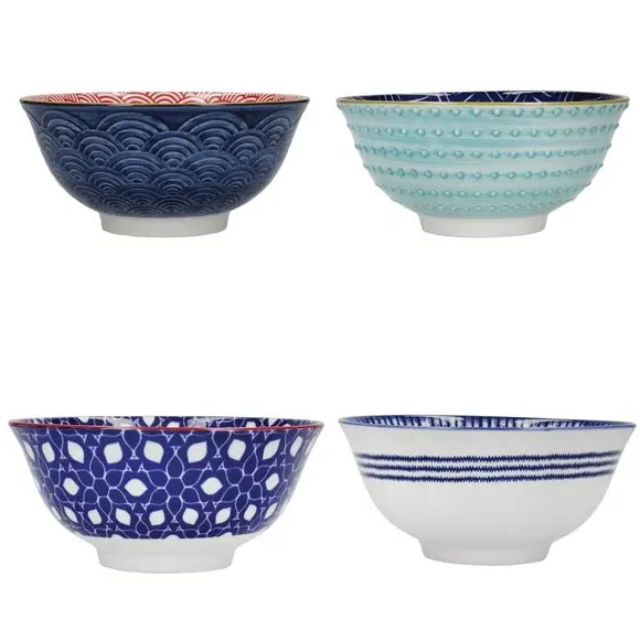 Set of 4 Serving Bowls - Blue, Ceramic