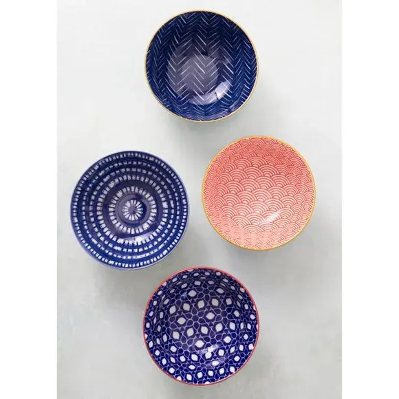 Set of 4 Serving Bowls - Blue, Ceramic