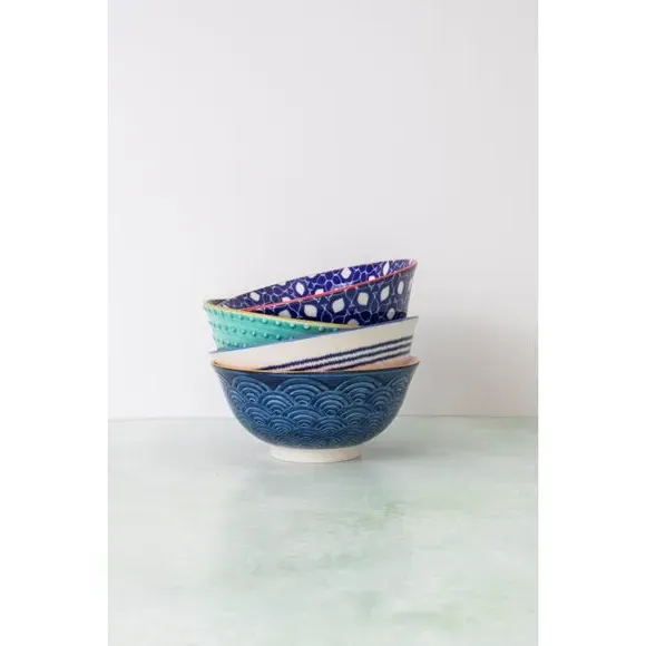 Set of 4 Serving Bowls - Blue, Ceramic image