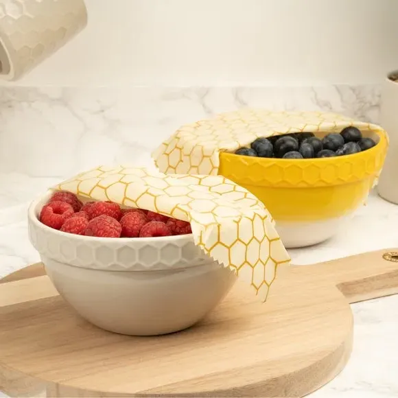 1L Pudding Basin with Honeycomb Rim - Yellow