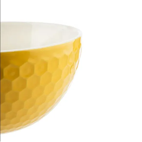 20cm Mixing Bowl with Embossed Design - Yellow