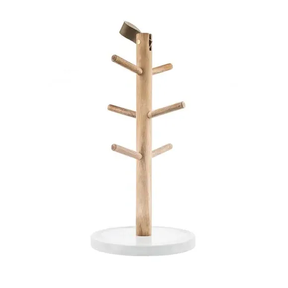 6-Cup Mug Tree Stand - Brown, Acacia Wood image