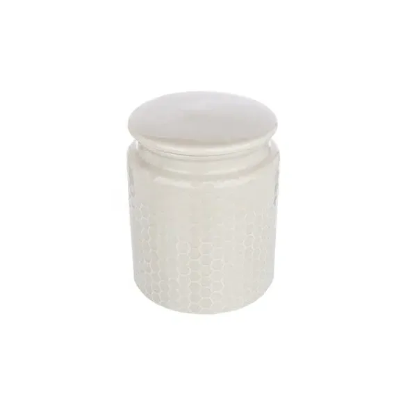 Kitchen Canister with Honeycomb Design - Grey