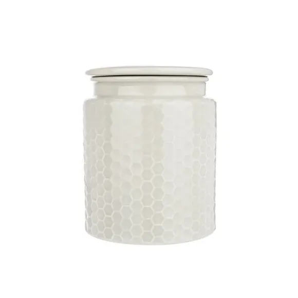 Kitchen Canister with Honeycomb Design - Grey