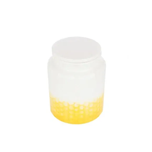 Kitchen Canister with Honeycomb Design - Yellow