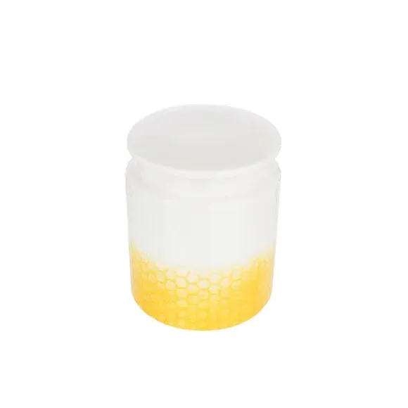 Kitchen Canister with Honeycomb Design - Yellow
