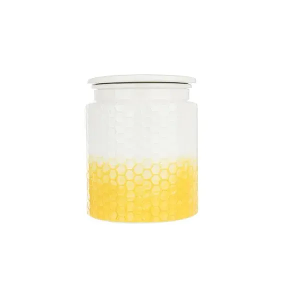 Kitchen Canister with Honeycomb Design - Yellow