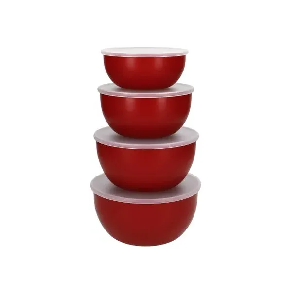 4-Piece Prep Bowl Set with Lids - Red