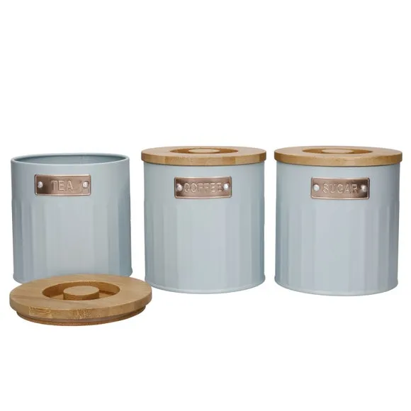 3-Piece Canister Set Airtight - Grey, Metal