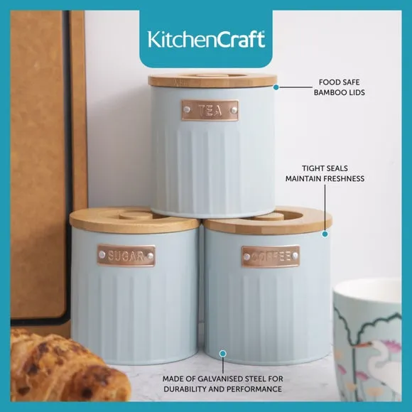 3-Piece Canister Set Airtight - Grey, Metal