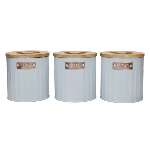 3-Piece Canister Set Airtight - Grey, Metal