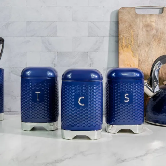 3-Piece Canister Set with Labels - Midnight, Steel