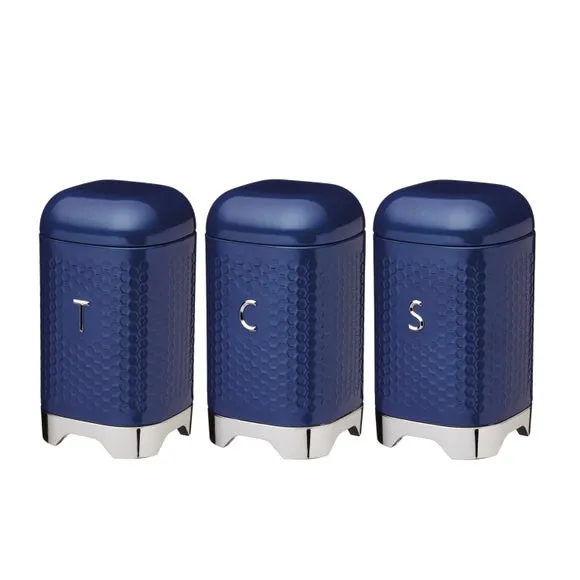 3-Piece Canister Set with Labels - Midnight, Steel