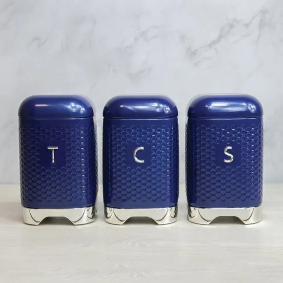 3-Piece Canister Set with Labels - Midnight, Steel