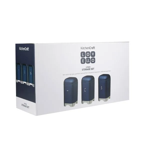 3-Piece Canister Set with Labels - Midnight, Steel