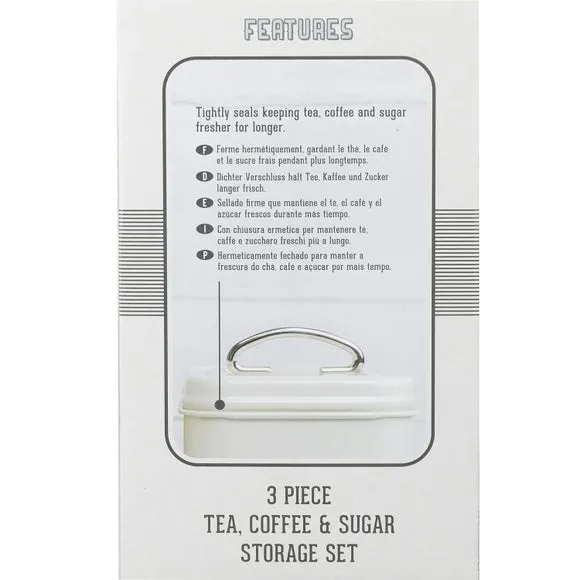 3-Piece Canister Set with Lids - Cream, Metal