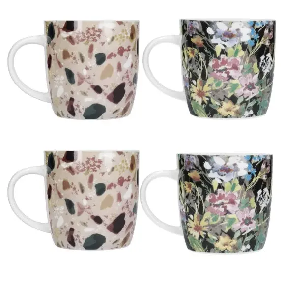 4-Piece Mug Set Terrazzo Floral - Multicolor