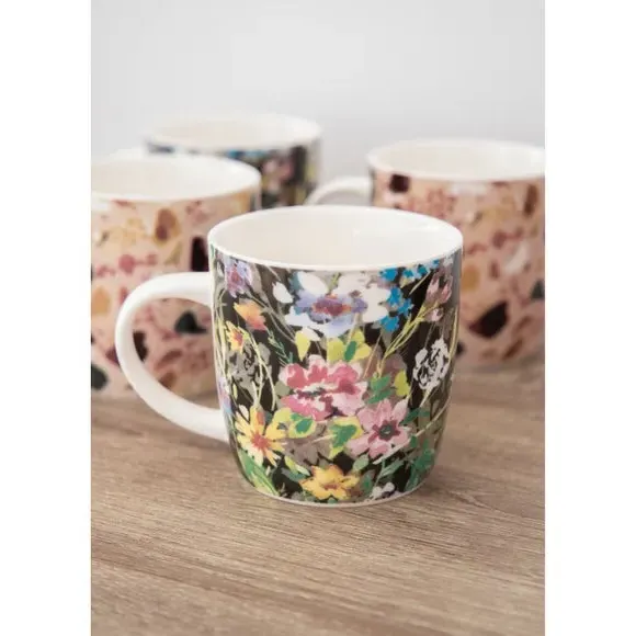 4-Piece Mug Set Terrazzo Floral - Multicolor