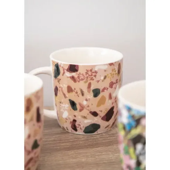 4-Piece Mug Set Terrazzo Floral - Multicolor