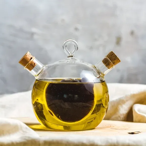Dual Oil Vinegar Bottle Set - Clear, Glass