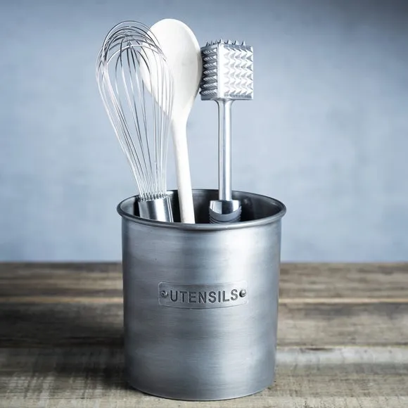 Metal Utensil Holder - Silver, Iron