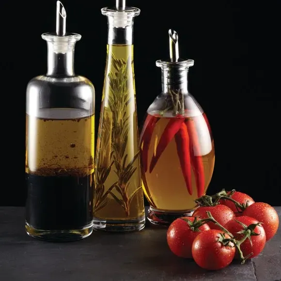 Pyramid Oil Bottle with Spout - Clear, Glass