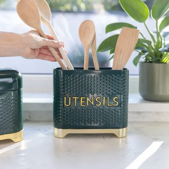 Rectangular Utensil Holder - Green, Steel