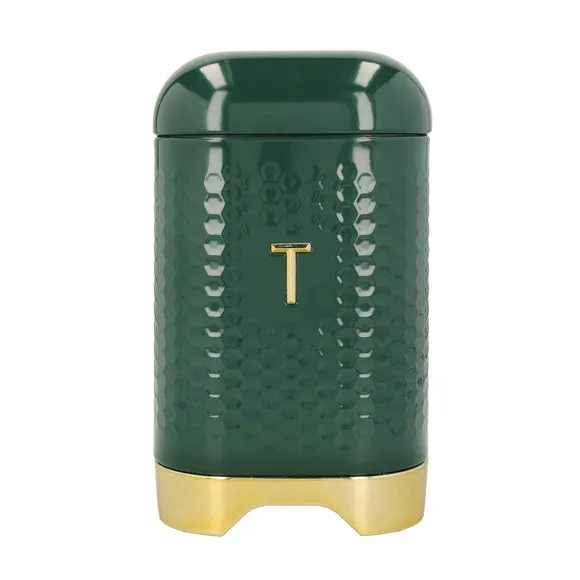 Square Storage Canister with Lid - Green, Steel