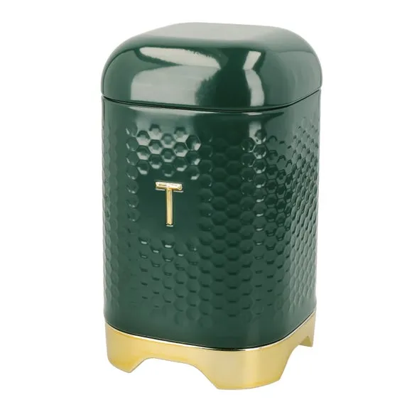 Square Storage Canister with Lid - Green, Steel