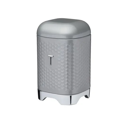 Square Storage Canister with Lid - Grey, Steel