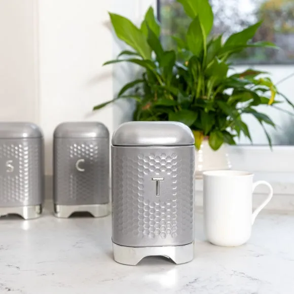 Square Storage Canister with Lid - Grey, Steel