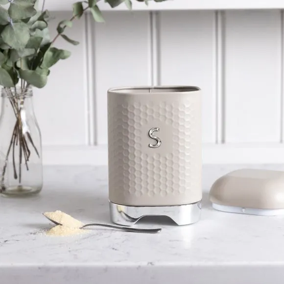 Square Storage Canister with Lid - Latte, Steel