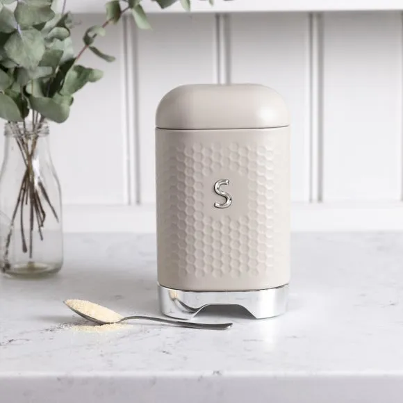 Square Storage Canister with Lid - Latte, Steel