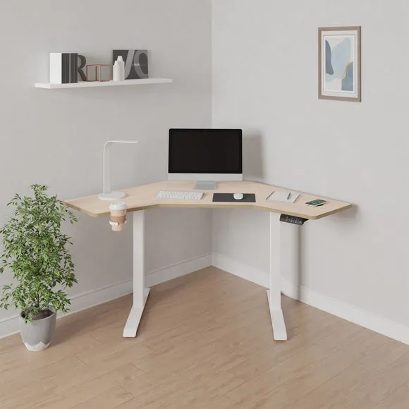 Corner Height Adjustable Desk - Ash, Plywood image