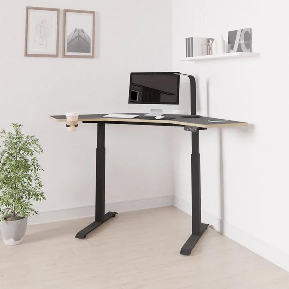 Corner Height Adjustable Desk - Black, Plywood