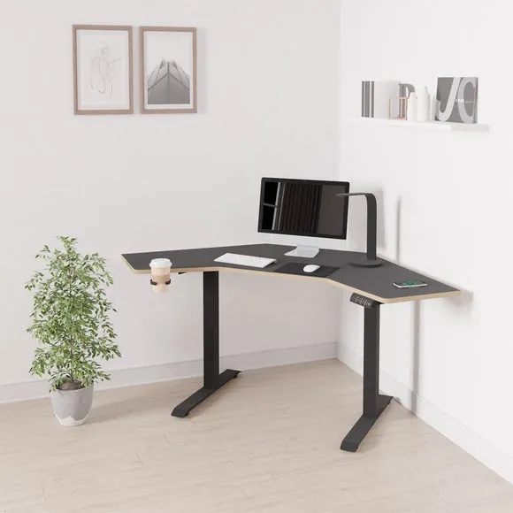 Corner Height Adjustable Desk - Black, Plywood