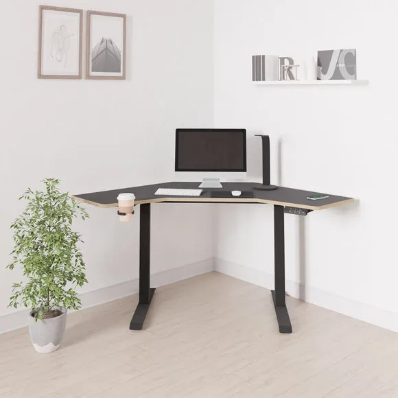 Corner Height Adjustable Desk - Black, Plywood