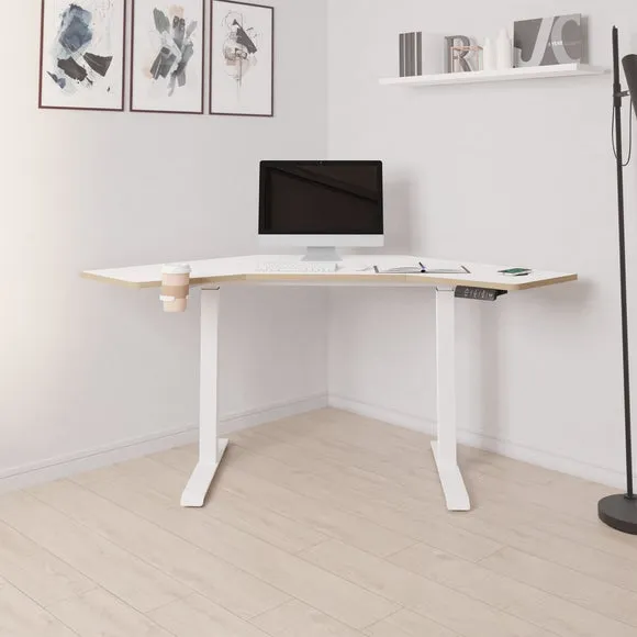 Corner Height Adjustable Desk - White, Plywood